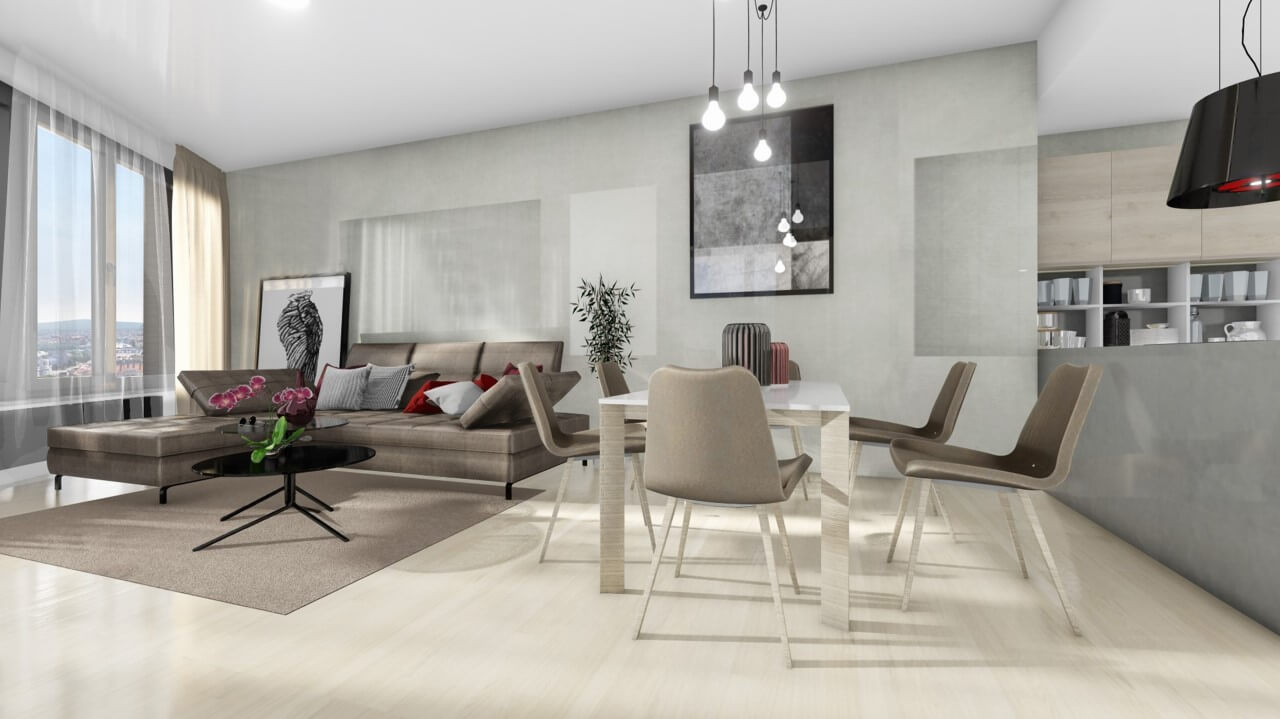obývačka - trojizbový byt premium
