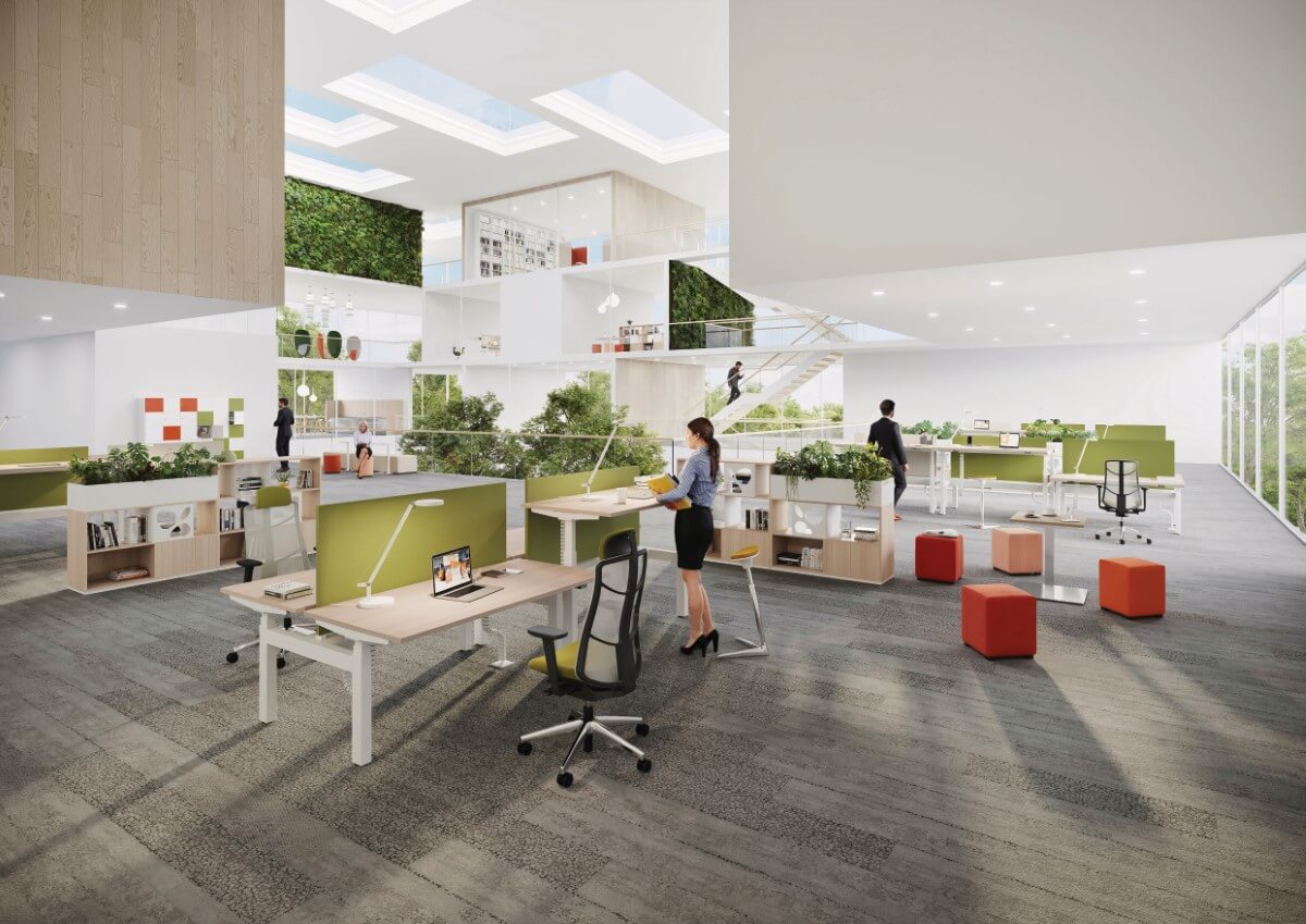 Moderná kancelária v roku 2021: vzdušnosť, použiteľnosť a rastliny